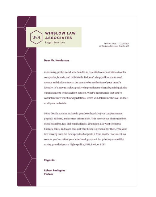 legal letterhead design