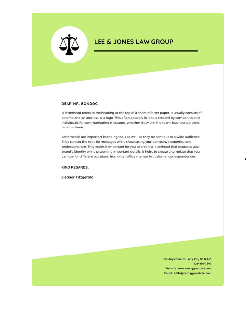 legal letterhead examples