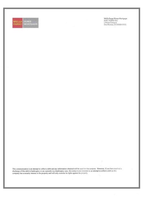 Wells Fargo Letterhead Blank