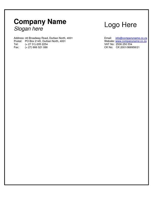 Business Letterhead Example Word