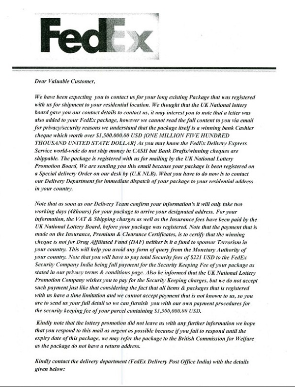 Fedex Letterhead