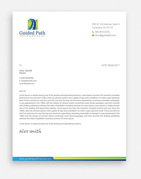 Financial Business Letterhead Example