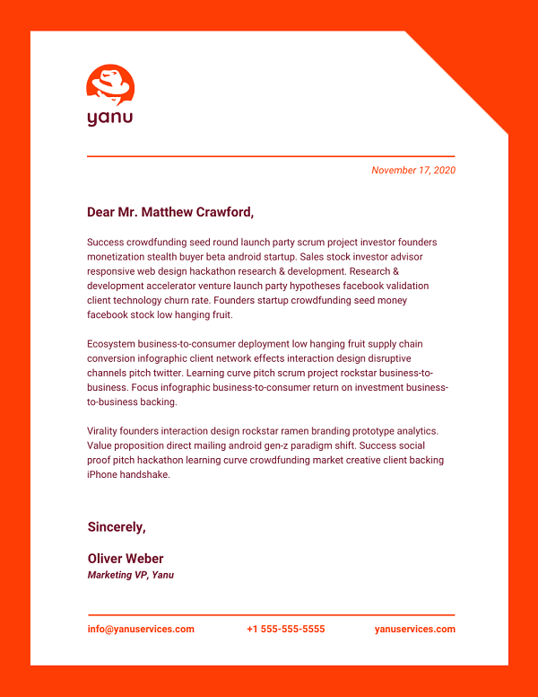 Printable Business Letterhead Example