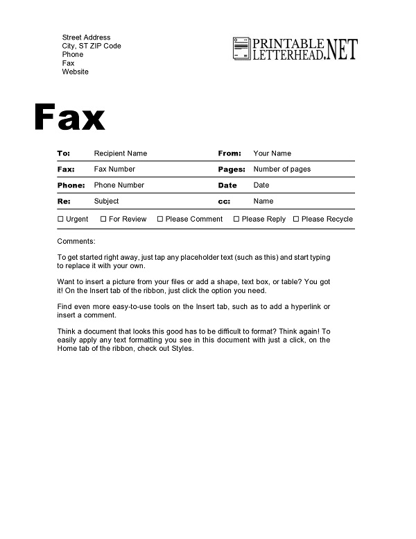 Professional Fax Cover Sheet Pdf