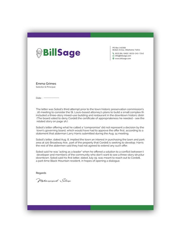 Simple Business Letterhead Example