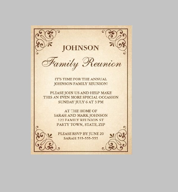 family reunion letterhead invitations