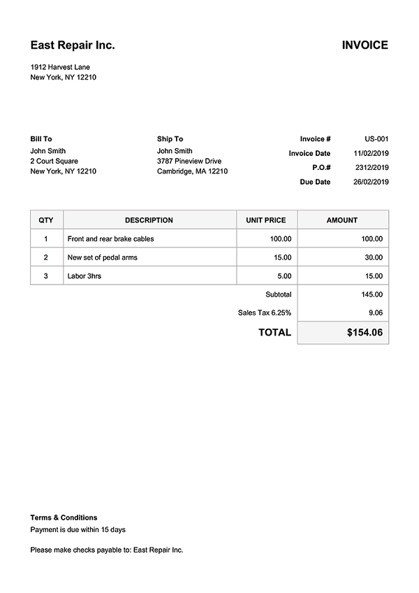 invoice template us classic white letterhead