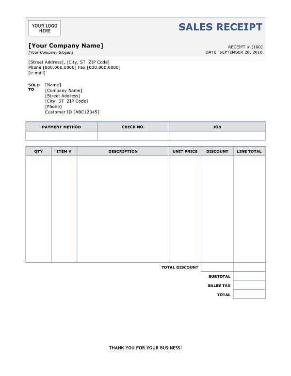 sales receipts Printable paper Sales Receipt templates PDF