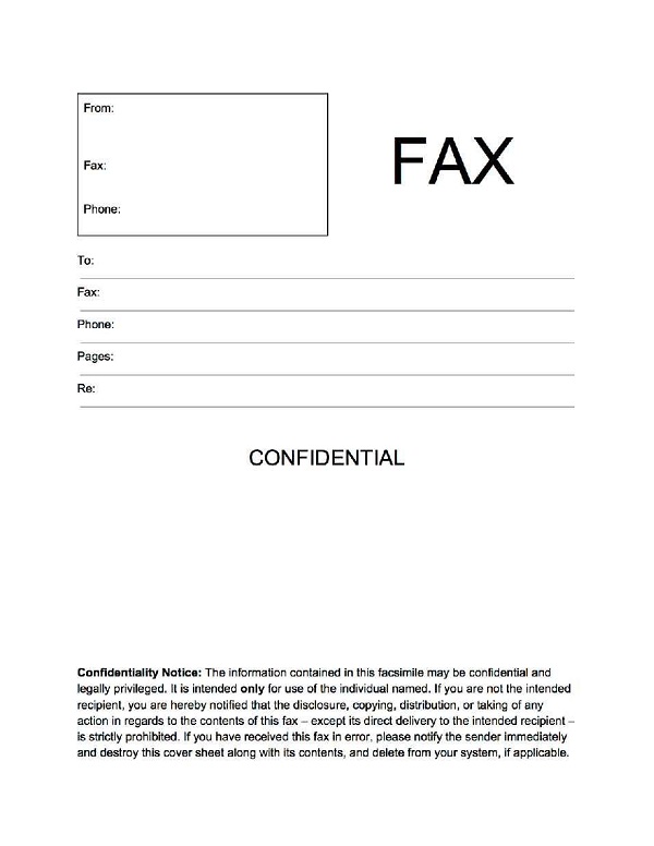 19 fax cover sheet