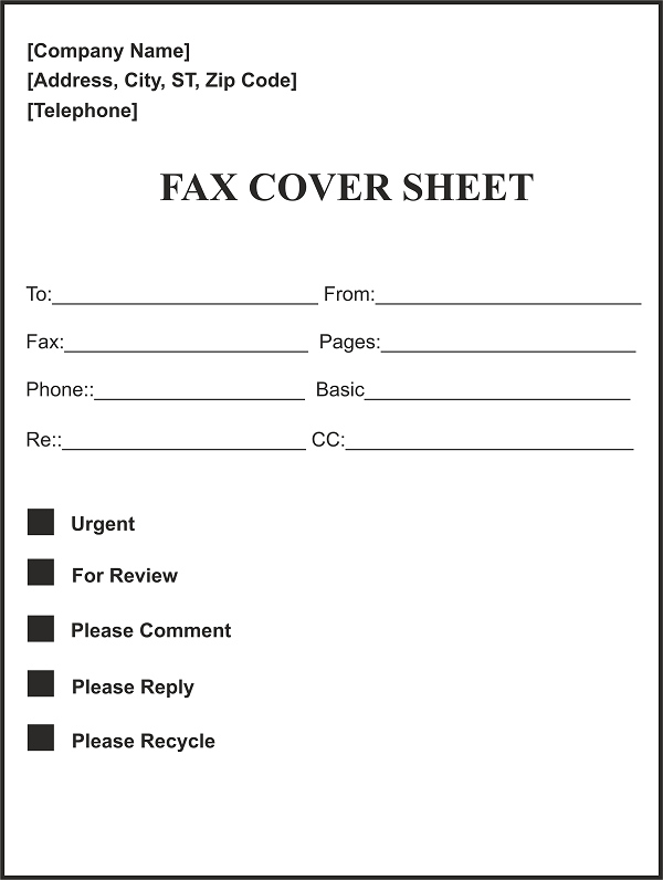 8 fax cover sheet