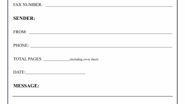 Personal fax cover sheet