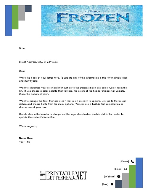 Frozen Cartoon Letterhead