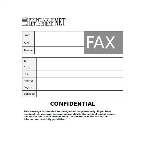 Editable Paramount Confidential Fax Cover Sheet