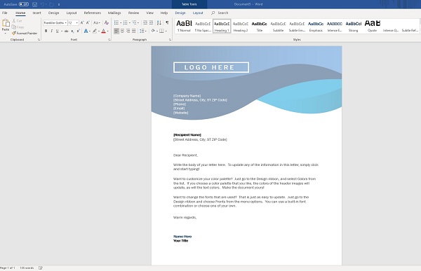 How To Do a Letterhead in word