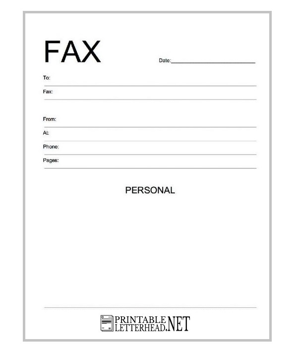 Personal Fax Cover Sheet Pdf