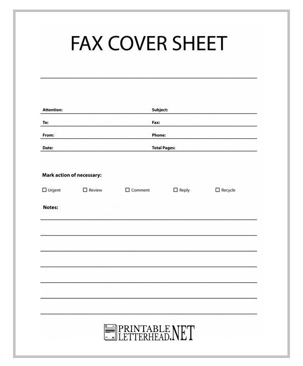 Personal Fax Cover Sheet