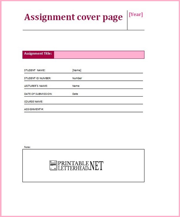 cover sheet template for assignment