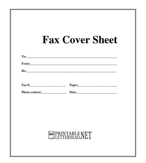 cover sheet template for fax