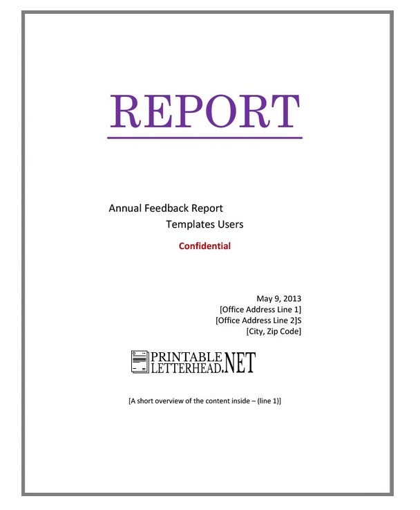 cover sheet template for report